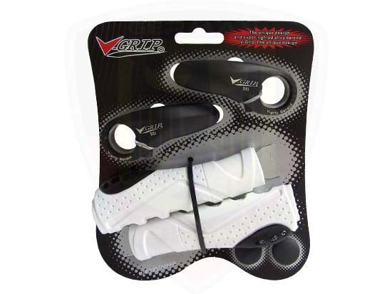 BAR ENDS WITH GEL HANDLE - WHITE VGRIP WITH BLACK BAR ENDS