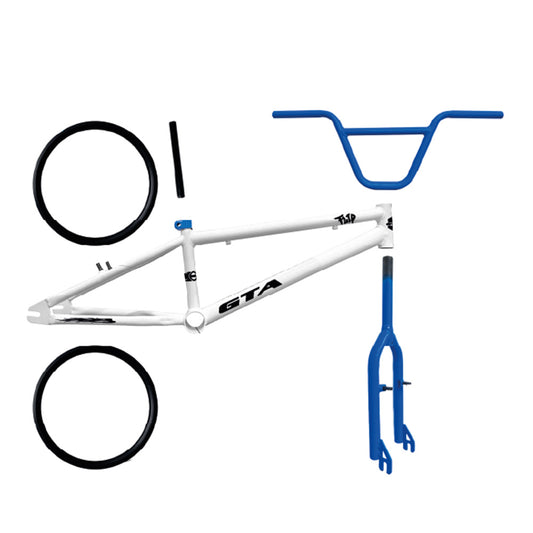 Quadro 20 bmx gta flip branco e azul escuro com kit (par de aro, guidao, garfo e canote)