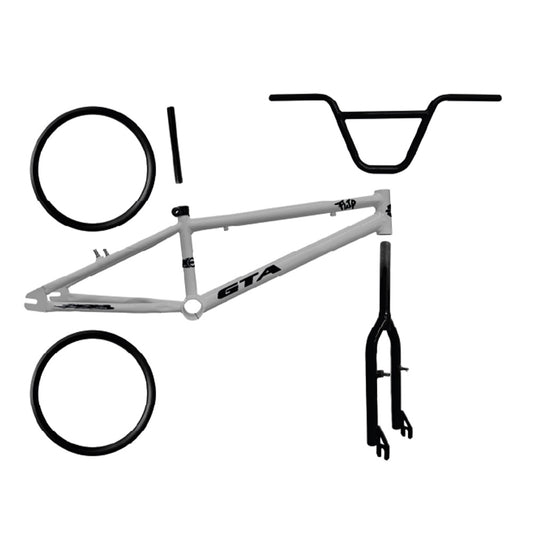 Quadro 20 bmx gta flip prata e preto com kit (par de aro, guidao, garfo e canote)