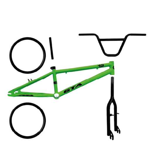 Quadro 20 bmx gta flip verde e preto com kit (par de aro, guidao, garfo e canote)